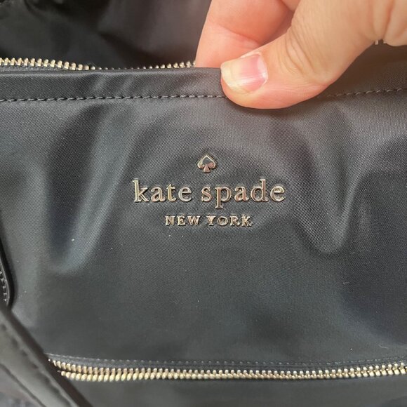 Kate Spade New York Black Nylon Tote Bag With Leather Straps & Gold‎ Accents - Picture 5 of 7